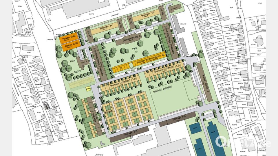 So sieht das planerische Rohkonzept aus, das Baureferent Markus Kühne einst für die Verhandlung mit dem Bund ausgearbeitet hat. Bild: Baureferat Stadt Amberg / exb