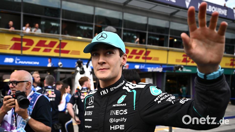 George Russell darf sich feiern lassen. Bild: Joel Carrett/AAP/dpa