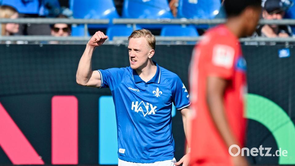 Isac Lidberg erzielte sein 13. Saisontor für Darmstadt. Bild: Uwe Anspach/dpa