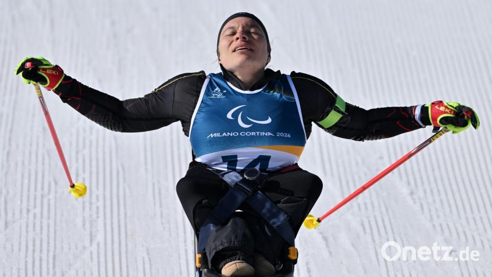 Erleichterter Einlauf auf Platz drei: Anja Wicker. Bild: Martin Schutt/dpa