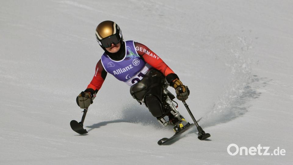 Anna-Lena Forster aus Deutschland fährt bei den  Winter-Paralympics beim Abfahrtswettbewerb der Damen im Sitzen zur Goldmedaillee. Bild: Philipp von Ditfurth/dpa