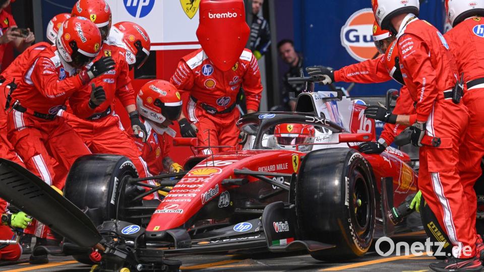 Charles Leclerc legt einen Raketenstart hin. Bild: William West/POOL AFP/AP/dpa