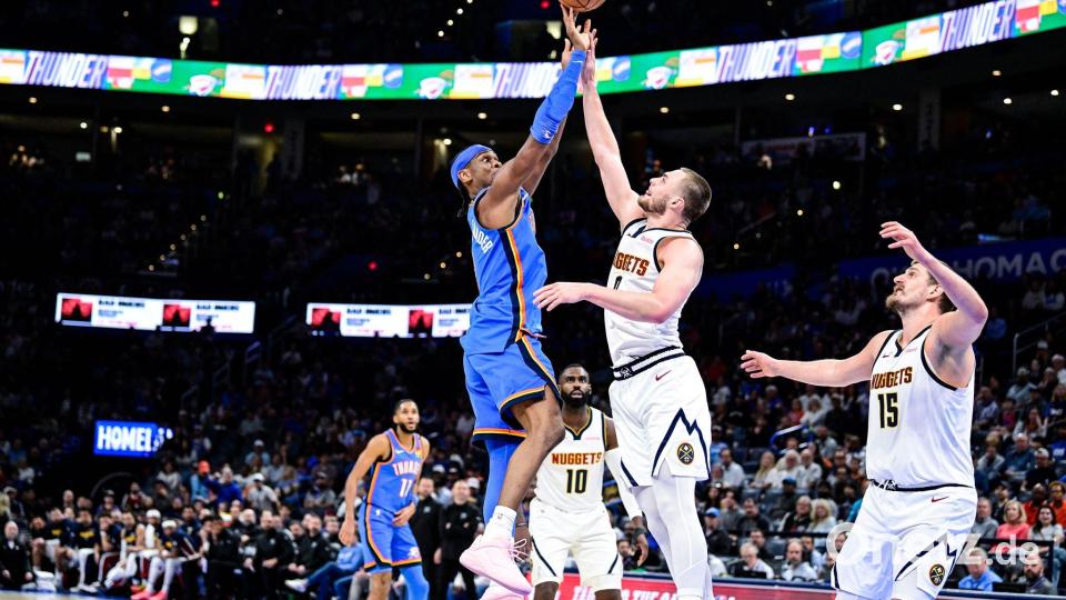 Shai Gilgeous-Alexander entschied die Partie gegen Denver mit einem verwandelten Dreier drei Sekunden vor Schluss. Bild: Gerald Leong/AP/dpa