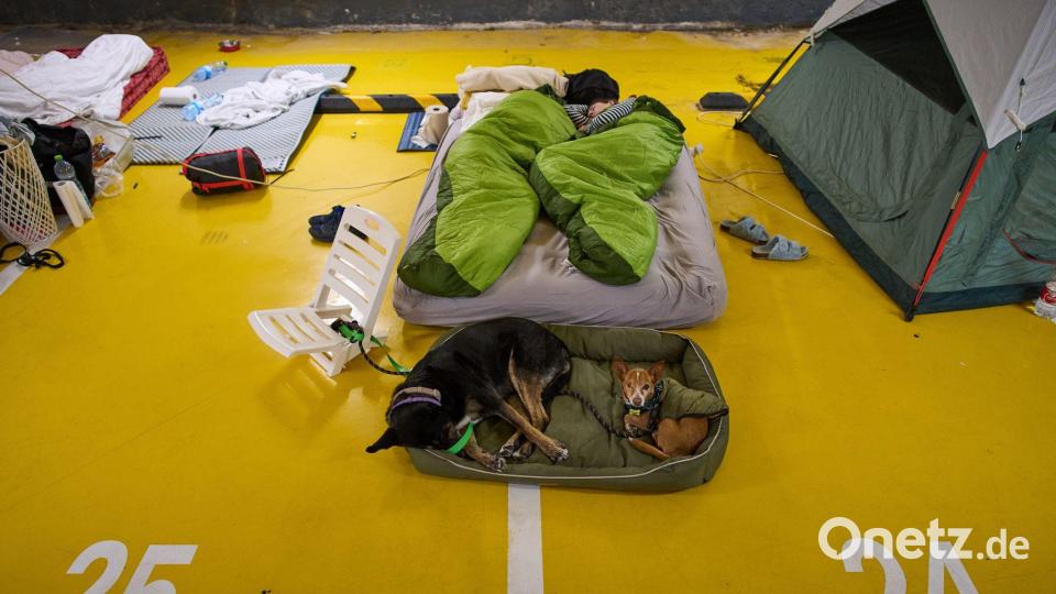 Viele Menschen in Israel schlafen derzeit in Tiefgaragen oder Schutzräumen. (Archivbild) Bild: Oded Balilty/AP/dpa