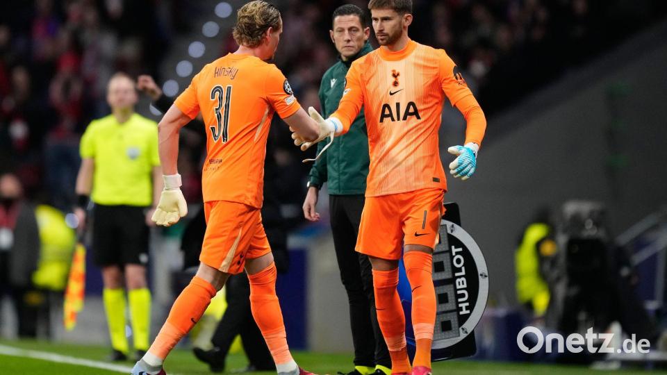 Tottenham wechselte nach dem 0:3 bei Atlético früh den Torwart. Bild: Jose Breton/AP/dpa