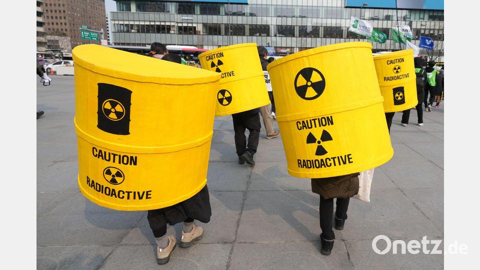 Menschen demonstrieren zum 15. Jahrestag der Atomkatastrophe von Fukushima im südkoreanischen Seoul gegen Atomkraft. Bild: Lee Jin-man/AP/dpa
