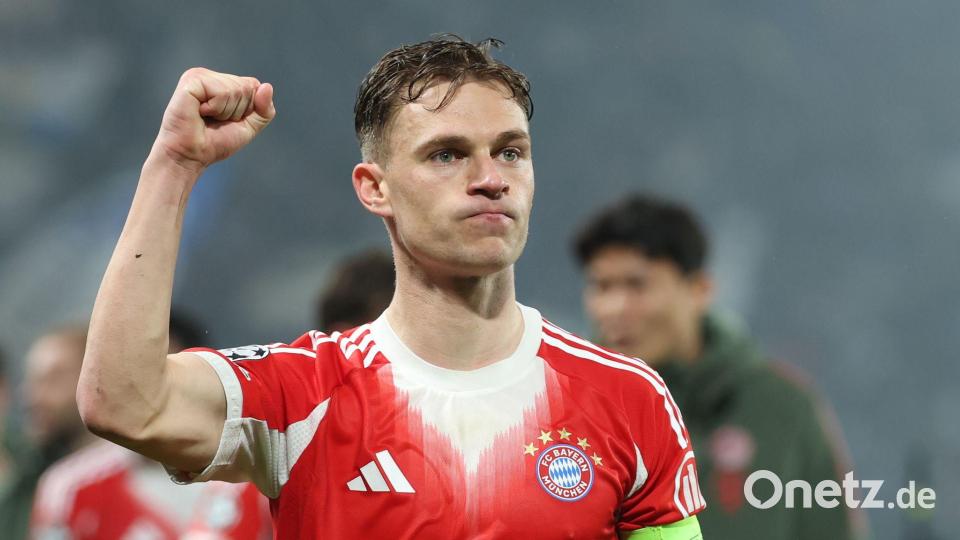 Kimmich feiert den Sieg - und fehlt im Rückspiel gesperrt. Bild: Jan Woitas/dpa