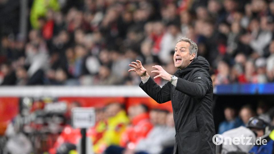 Bayer-Trainer Kasper Hjulmand coachte engagiert. Bild: Anke Waelischmiller/dpa