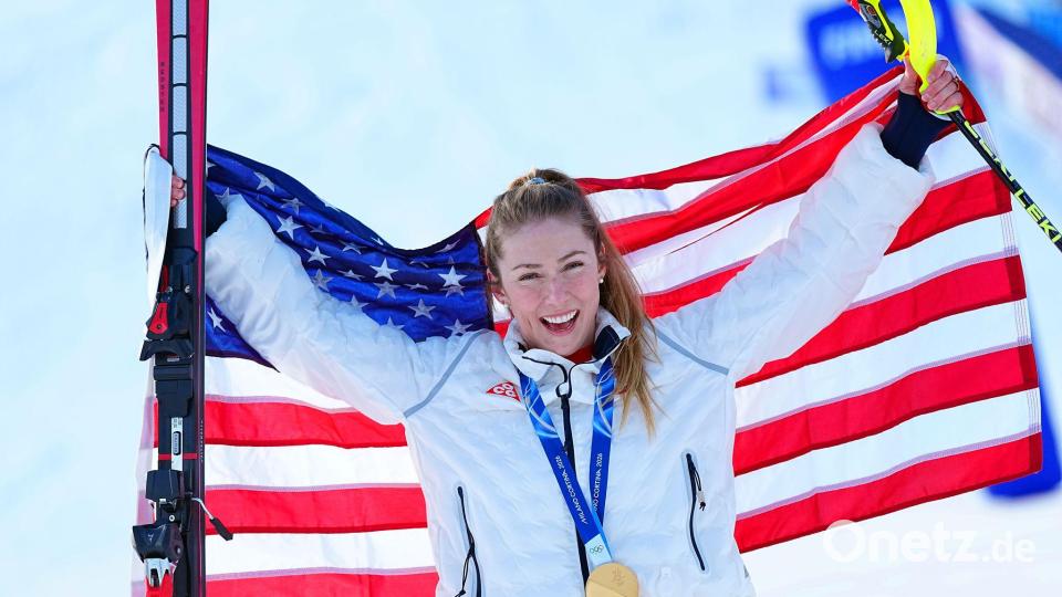 Der erlösende Erfolg: Mikaela Shiffrin holt sich in überlegener Manier Gold im Slalom bei den Olympischen Winterspielen. (Archivbild) Bild: Michael Kappeler/dpa