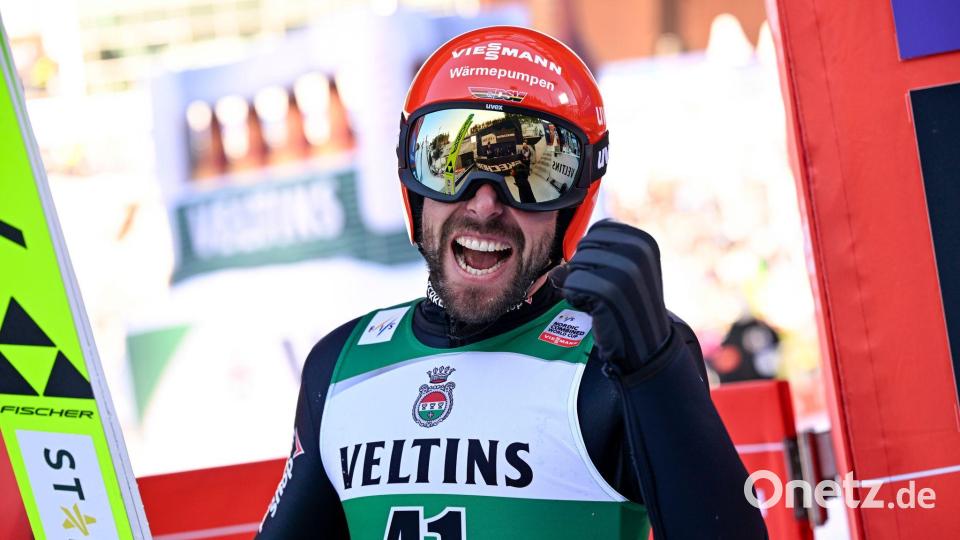 Jubelnd sah man Johannes Rydzek in seiner Karriere oft. (Archivbild) Bild: Emmi Korhonen/Lehtikuva/dpa