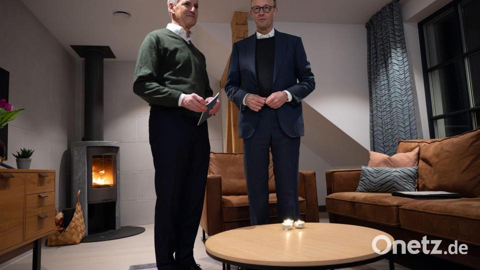 Bei einem Treffen von Merz, Støre und Carney soll es auch um ein milliardenschweres Rüstungsprojekt gehen. Bild: Soeren Stache/dpa