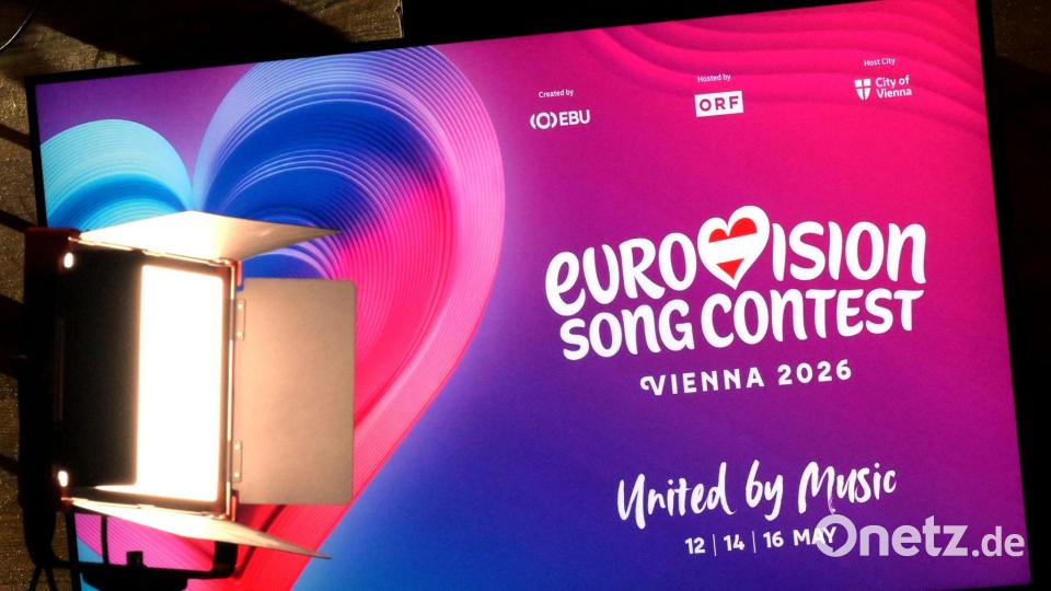 Blick aufs Das Logo zum Eurovision Song Contest (ESC) 2026 in Wien. Archivbild: Harald Schneider/APA/dpa