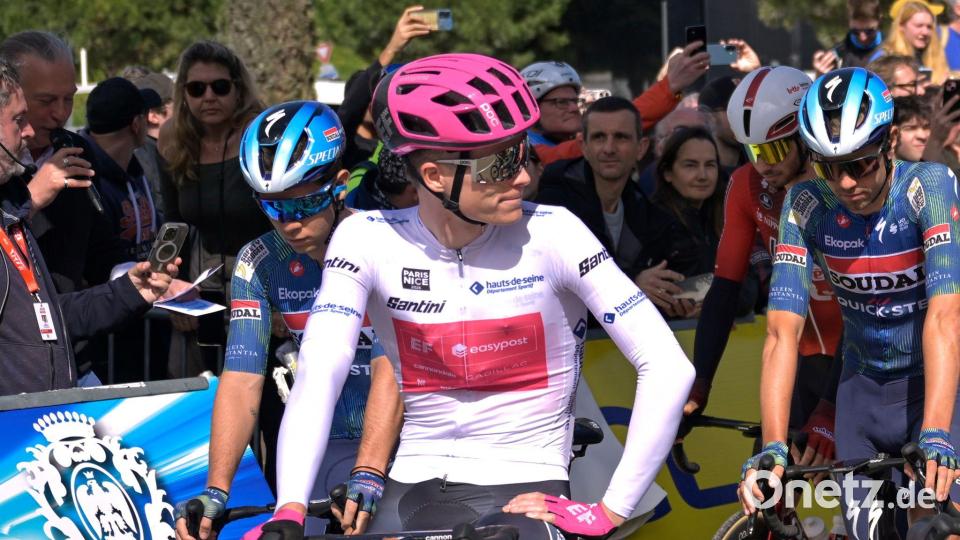 Georg Steinhauser am Start der letzten Etappe von Paris-Nizza. Bild: Philippe Magoni/AP/dpa