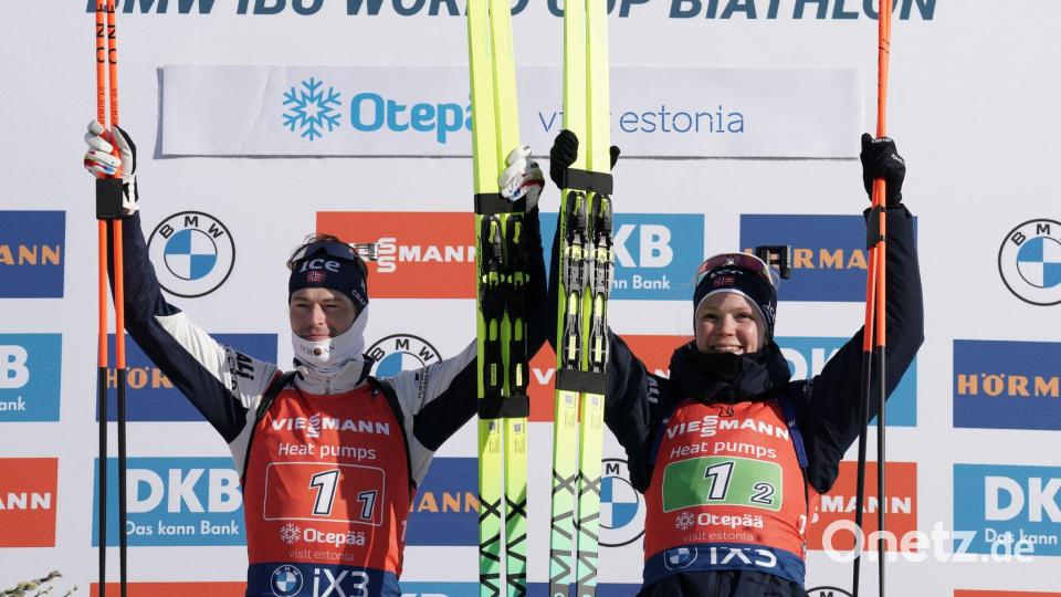 Sieger in der Single-Mixed-Staffel: Norwegen Bild: Roman Koksarov/AP/dpa