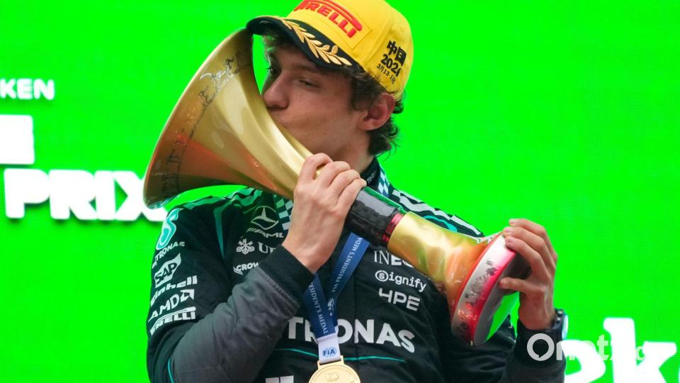 Kimi Antonelli gewann sein erstes Formel-1-Rennen. Bild: Vincent Thian/AP/dpa