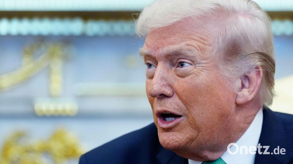 US-Präsident Donald Trump spricht während eines Treffens mit dem irischen Premierminister Micheál Martin im Oval Office des Weißen Hauses. Symbolbild: Alex Brandon/AP/dpa