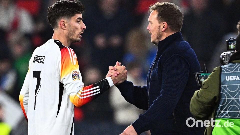 Kai Havertz (l.) ist eine WM-Hoffnung für Bundestrainer Nagelsmann. (Archivbild) Bild: Tom Weller/dpa