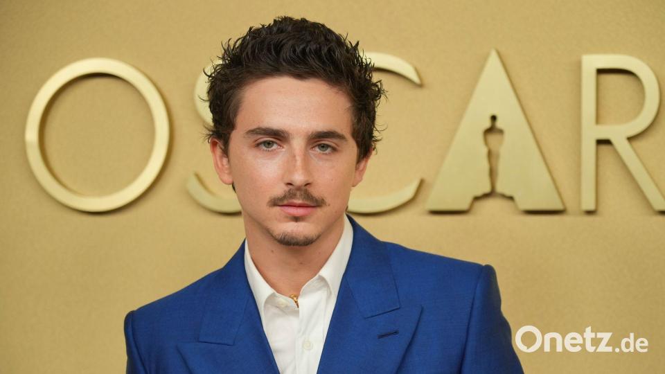 Timothée Chalamet mit Oberlippenbart, über den auch mal gelästert wird, sowie mit Haaren am Kinn. (Archivbild) Bild: Jordan Strauss/Invision/AP/dpa