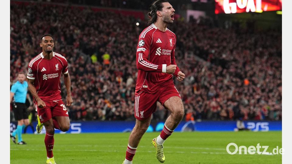 Dominik Szoboszlai brachte den englischen Meister mit seinem Treffer in die Spur. Bild: Martin Rickett/PA Wire/dpa