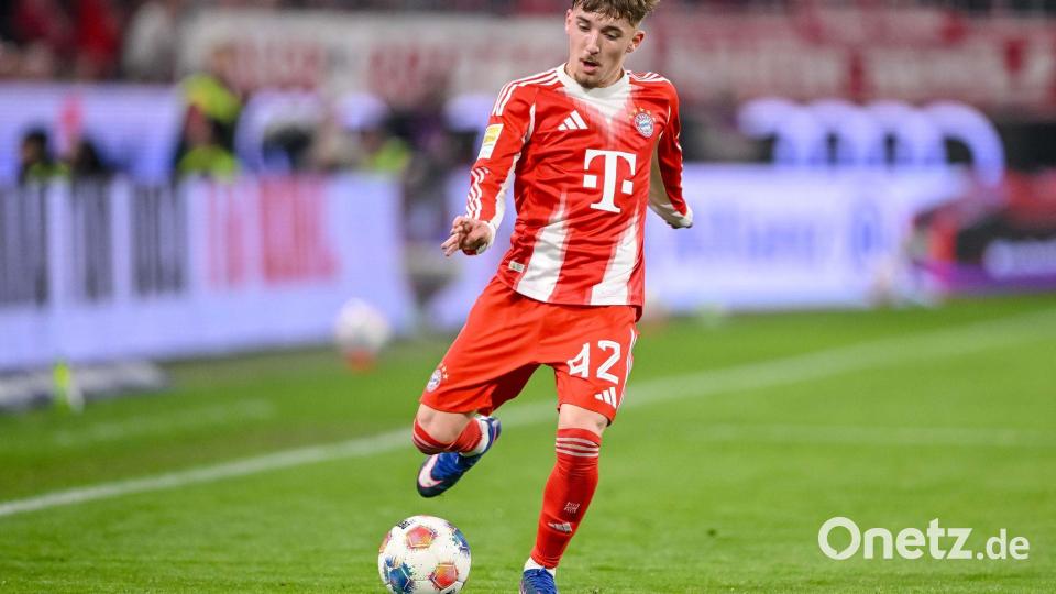 Darf womöglich bald auch das DFB-Trikot tragen: Bayerns Jungstar Lennart Karl. (Archivbild) Bild: Harry Langer/dpa