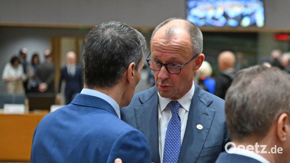 Bundeskanzler Friedrich Merz und seine Kolleginnen und Kollegen fanden keine Strategie gegen die Blockade Orbans. Bild: Markus Lenhardt/dpa