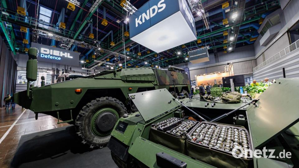 Messestand von KNDS bei der Nürnberger Fachmesse Enforce Tac. Bild: Daniel Karmann/dpa