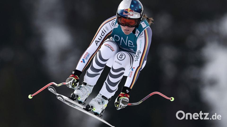 Emma Aicher verpasste in Kvitfjell einen erhofften Spitzenplatz - und somit auch den Gewinn der Jahreswertung in der Abfahrt. Bild: Gabriele Facciotti/AP/dpa