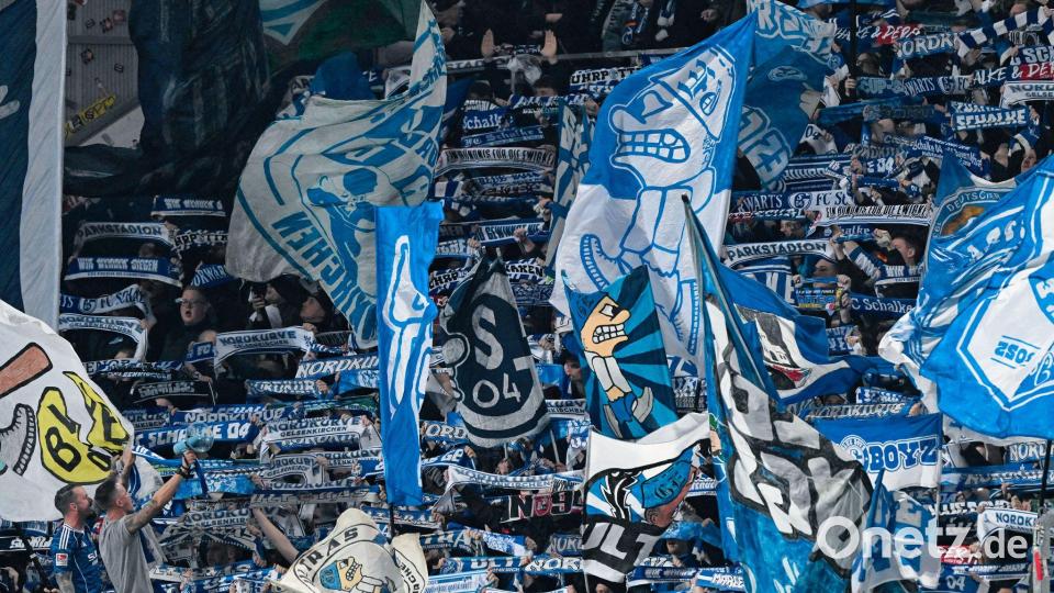 Die Schalker Fans unterstützten ihre Mannschaft auch in Darmstadt wieder lautstark. Bild: Uwe Anspach/dpa