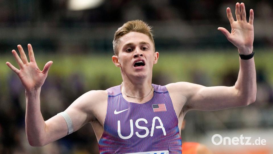 Der jüngste Leichtathletik-Weltmeister: Der Amerikaner Cooper Lutkenhaus. Bild: Petr David Josek/AP/dpa