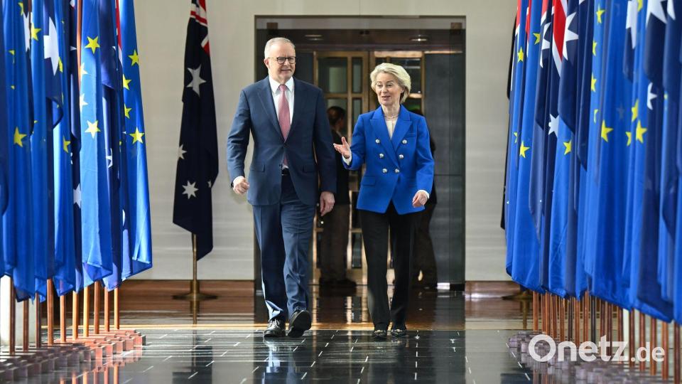 Angesichts des fordernden Auftretens der USA und Chinas rücken die EU und Australien näher zusammen. Bild: Lukas Coch/AAP/dpa