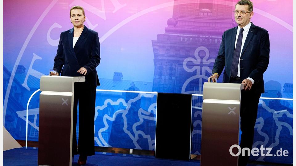 Die sozialdemokratische Regierungschefin Mette Frederiksen (l) wird vom der rechtsliberalen Verteidigungsminister Troels Lund Poulsen (r) herausgefordert. (Archivbild) Bild: Mads Claus Rasmussen/Ritzau Scanpix/AP/dpa