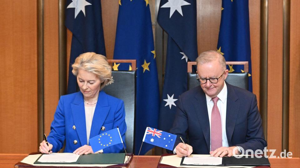 Die EU und Australien haben sich nach langen Verhandlungen auf ein Freihandelsabkommen verständigt. Bild: Lukas Coch/AAP/dpa