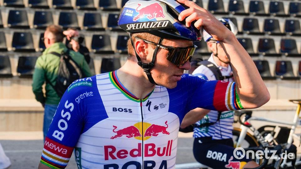 Stürzte am letzten Kreisverkehr: Remco Evenepoel. Bild: Nicolás Carvalho Ochoa/dpa