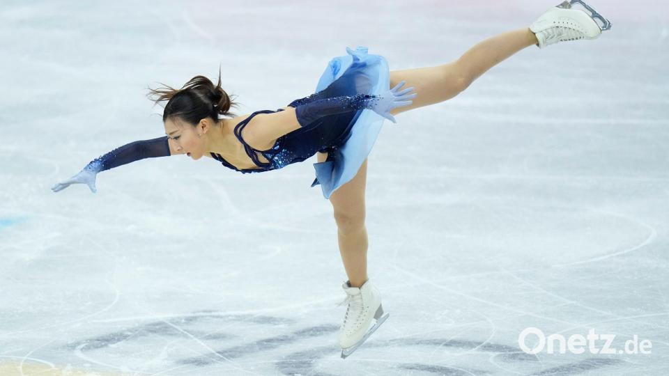 Kaori Sakamoto aus Japan steht vor ihrem vierten WM-Titel. Bild: Petr David Josek/AP/dpa