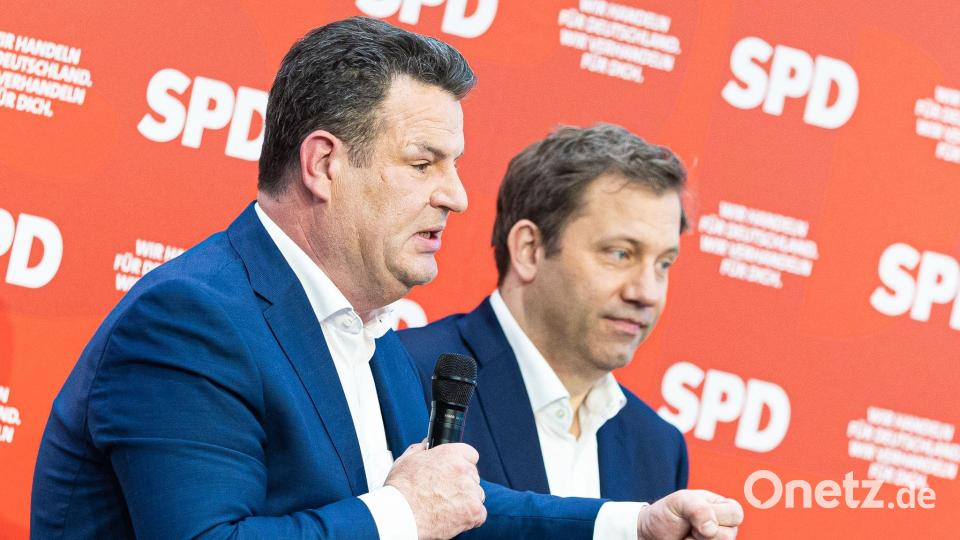 Ex-Minister Heil (l.) tritt Spekulationen entgegen, er komme als Nachfolger von SPD-Chef Lars Klingbeil (r.) in Betracht. Bild: Moritz Frankenberg/dpa