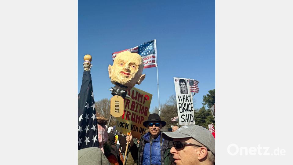 Demonstranten werfen der Trump-Regierung Faschismus vor. Bild: Anna Ringle/dpa