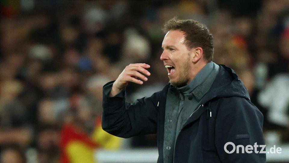 Alles hört auf sein Kommando: Julian Nagelsmann in Aktion am Spielfeldrand. Bild: Christian Charisius/dpa