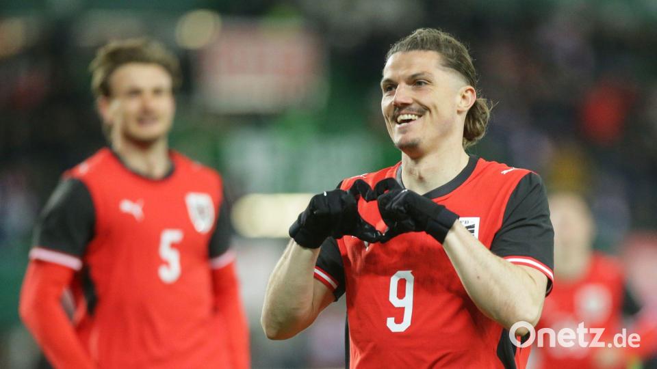 Marcel Sabitzer erzielte den Siegtreffer für Österreich. Bild: Heinz-Peter Bader/AP/dpa