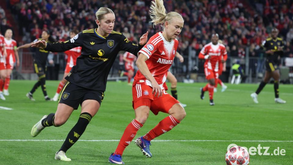 Pernille Harder (r) war im Hinspiel gleich zweimal erfolgreich. Bild: Karl-Josef Hildenbrand/dpa