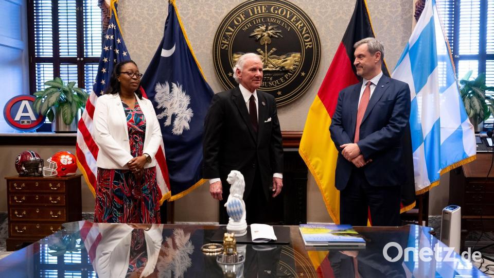 Zum Abschluss seiner Reise hat Söder unter anderem den republikanischen Gouverneur von South Carolina, Henry McMaster, getroffen. Bild: Sven Hoppe/dpa