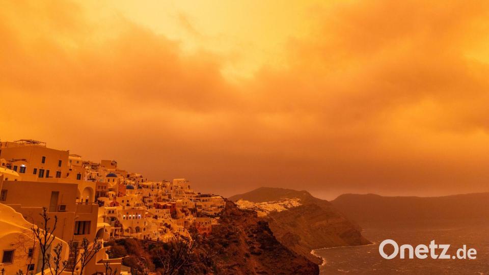 Der Saharastaub sorgt für ein apokalyptisches Bild. Bild: Jens Büttner/dpa