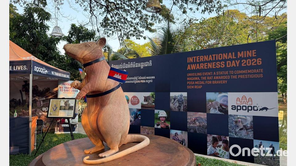 Magawas Denkmal steht im Zentrum der Kleinstadt Siem Reap. Bild: Carola Frentzen/dpa