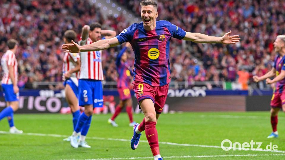 Robert Lewandowski traf mit der Schulter zum Sieg des FC Barcelona. Bild: Oscar Manuel Sanchez/ZUMA Press Wire/dpa