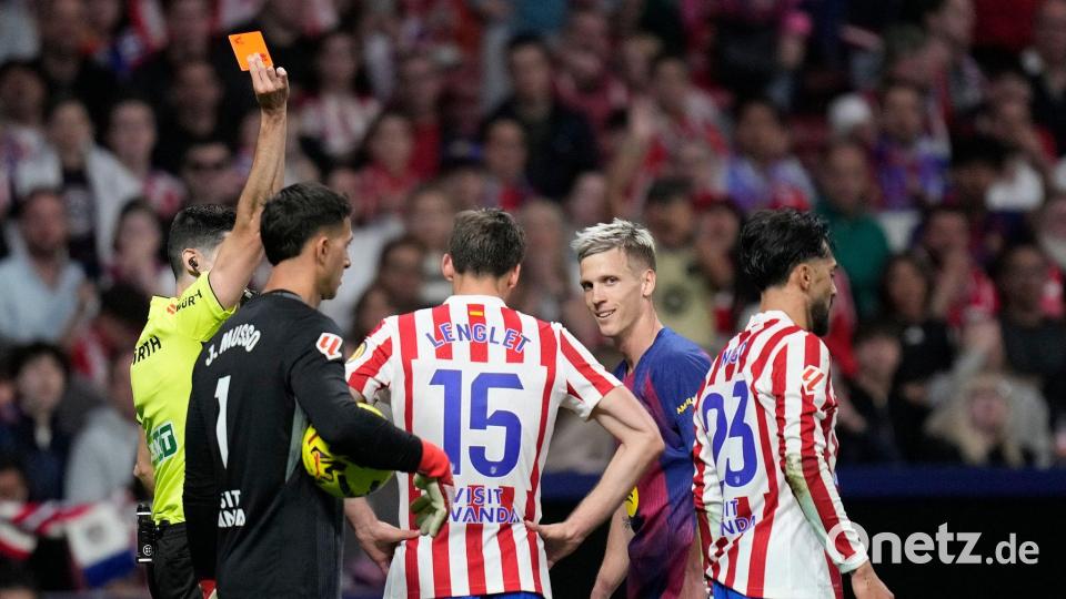 Beim Sieg des FC Barcelona bei Atlético Madrid gab es viele umstrittene Szenen. Bild: Bernat Armangue/AP/dpa