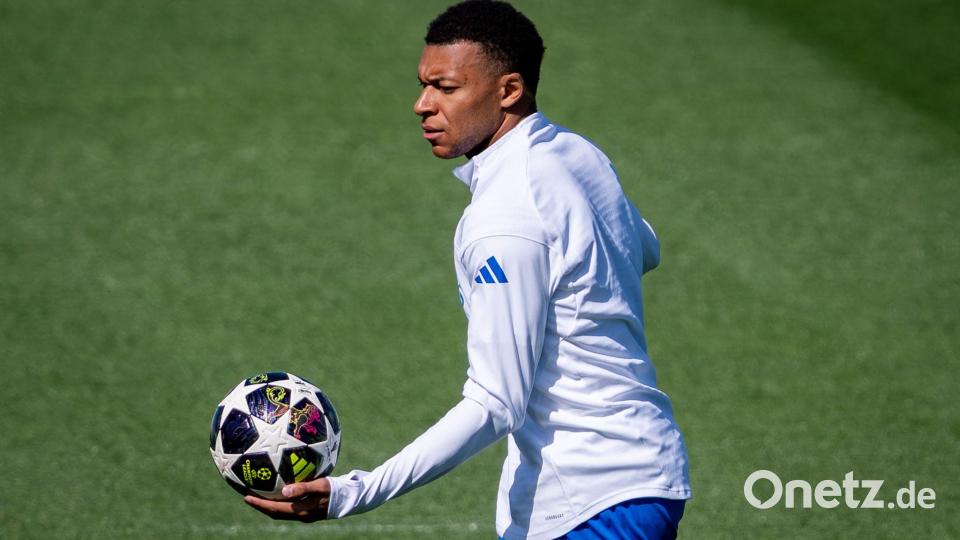 Kylian Mbappé beim Real-Training. Der Franzose führt mit 13 Treffern die Torschützenliste der Champions League an - vor Harry Kane. Bild: Alberto Gardin/ZUMA Press Wire/dpa