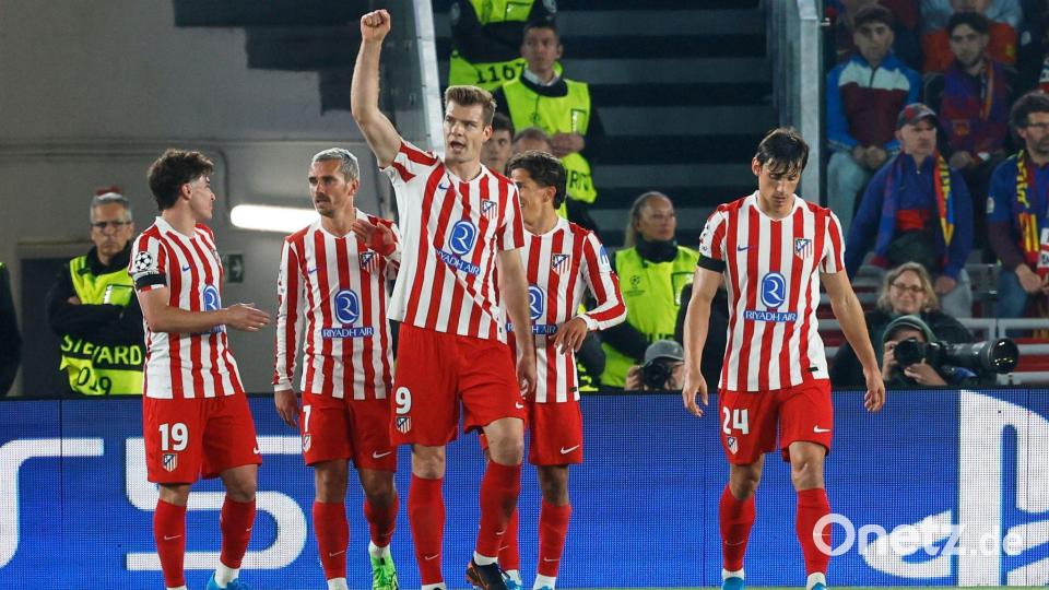 Ex-Bundesligaprofi Alexander Sörloth (M) traf für Atlético. Bild: Joan Monfort/AP/dpa