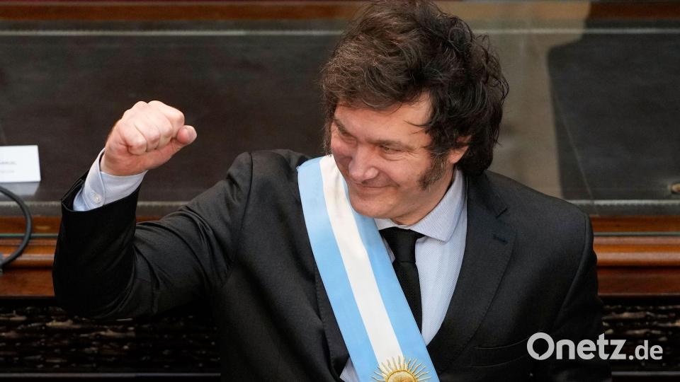 Präsident Javier Milei feiert das Gesetz als „historische Reform“. (Archivbild) Bild: Natacha Pisarenko/AP