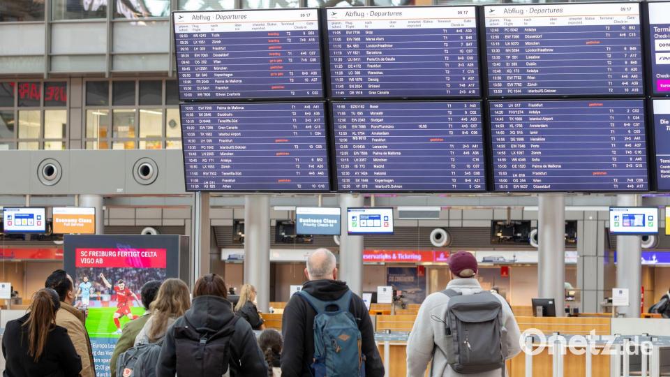 An zahlreichen deutschen Flughäfen wie hier in Hamburg wurden Lufthansa-Flüge gestrichen. Bild: Bodo Marks/dpa