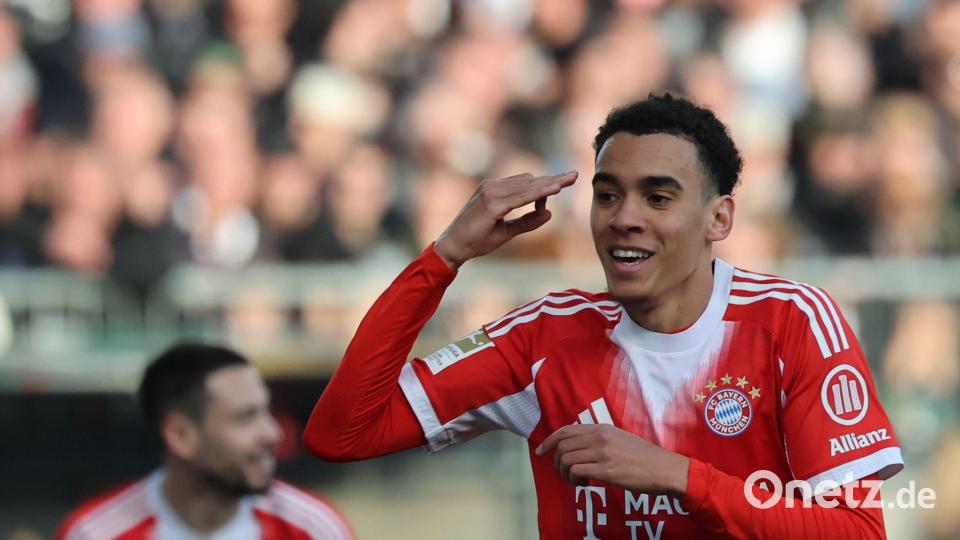 Bayern-Torschütze Jamal Musiala. Bild: Christian Charisius/dpa