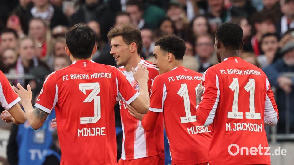 Rekord-Torschütze Leon Goretzka (2.v.l.). Bild: Christian Charisius/dpa